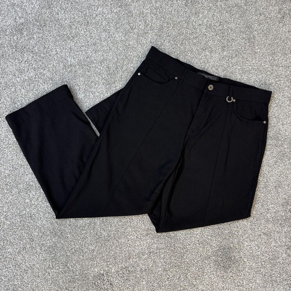Simon Chang Pants Womens 12 Black Dark Wash High Rise Straight Stretch Dressy
